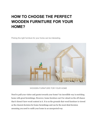 HOW TO CHOOSE THE PERFECT WOODEN FURNITURE FOR YOUR HOME