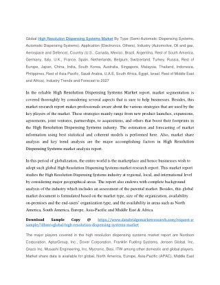 High Resolution Dispensing Systems Market