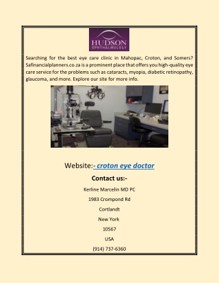 Croton Eye Doctor | Hudsoneyes.com