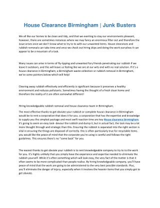 House Clearance Birmingham | Junk Busters