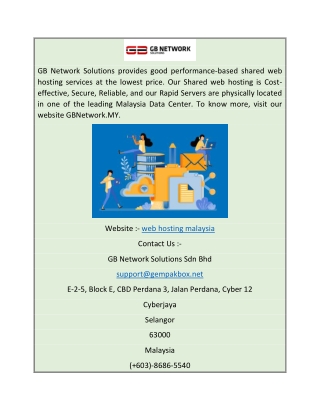 Visit Web Hosting Malaysia  GBNetwork.MY