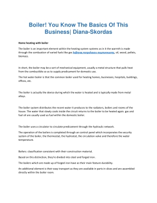 Boiler! You Know The Basics Of This Business| Diana-Skordas