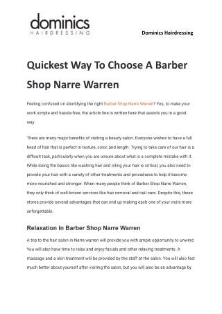 Quickest Way To Choose A Barber Shop Narre Warren - Google Docs