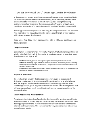 Tips for Successful iOS iPhone application Development