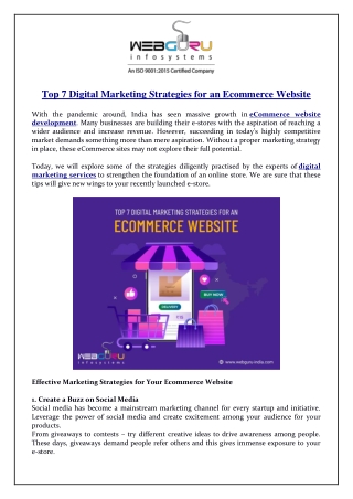 Top 7 Digital Marketing Strategies for an Ecommerce Website