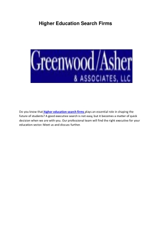 Higher education search firms