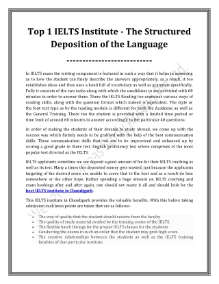Top 1 IELTS Institute - The Structured Deposition of the Language-converted