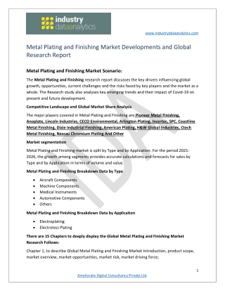 Metal Plating and Finishing Market Growth Analysis, Projection & Industry Foreca