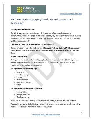 Air dryer market  Trends, Technology Innovation And Growth Prediction 2021-2026