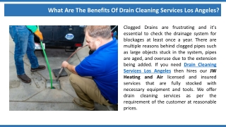 What Are The Benefits Of Drain Cleaning Services Los Angeles?