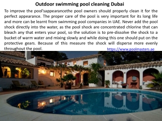 Swimming pool maintenance Dubai