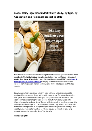 Global Dairy ingredients market report
