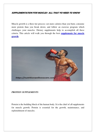 SUPPLEMENTATION FOR MUSCLES- ALL THAT YO NEED TO KNOW