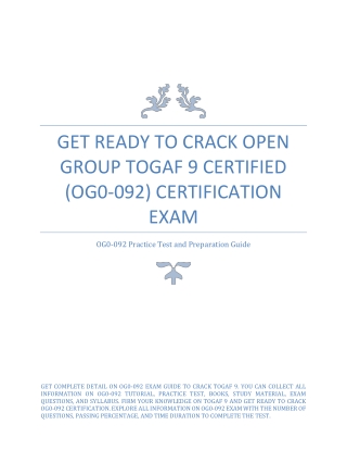 Get Ready to Crack Open Group TOGAF 9 Certified (OG0-092) Certification Exam