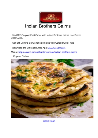 15% Off - Indian Brothers-Cairns restaurant menu, QLD