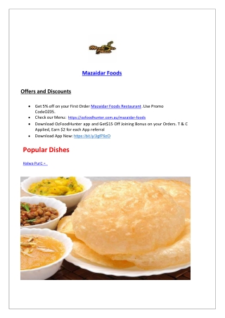 5% off - Mazaidar Foods Takeaway North Parramatta, NSW