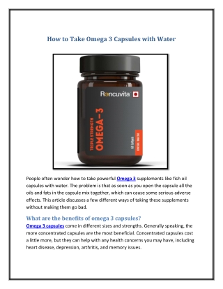 How to Take Omega 3 Capsules with Water