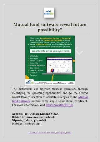 Mutual fund software reveal future possibility