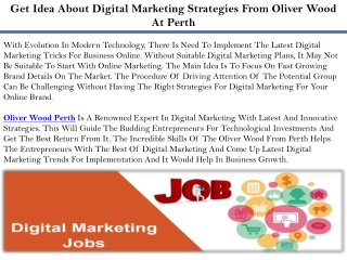 Get Idea About Digital Marketing Strategies From Oliver Wood At Perth