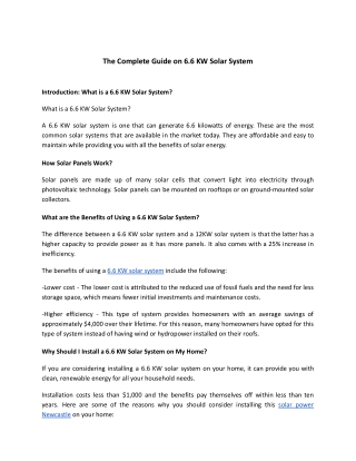 The Complete Guide on 6.6 KW Solar System