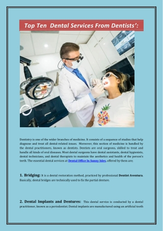 Top Ten Dental Services From