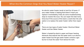 What Are the Common Sings that You Need Water Heater Repair?