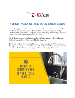 7 Things to Consider While Buying Kitchen Faucets