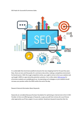 SEO Hacks for Successful Ecommerce Sales