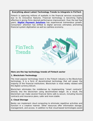 Everything about Latest Technology Trends to Integrate in FinTech