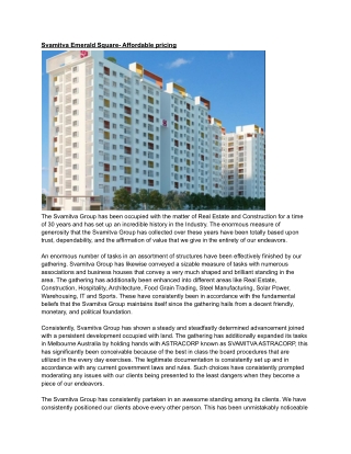 Svamitva Emerald Square- Affordable pricing