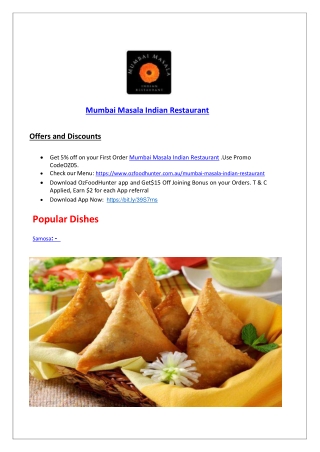 5% off - Mumbai Masala Indian Restaurant Ballina Menu, NSW