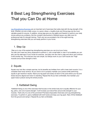 8 Best Leg Strengthening Exercises That You Can Do at Home