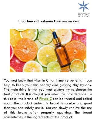 Importance of vitamin C serum on skin