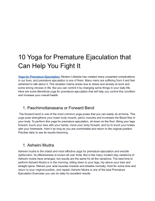10 Yoga for Premature Ejaculation That Can Help You Fight It