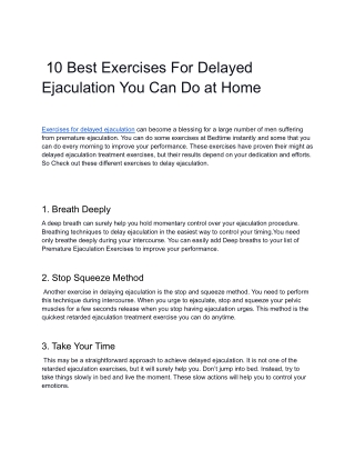 10 Best Exercises For Delayed Ejaculation You Can Do at Home