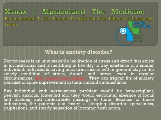 Xanax ( Alprazolam) The Medicine - The Medicine for Anxiety Disorders