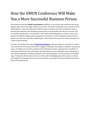How the IIMUN conference will make you a more successful business person