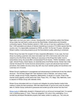 Rohan Ipsita- Offering modern amenities