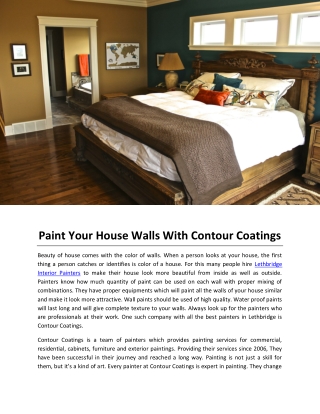 Paint Your House Walls With Contour Coatings