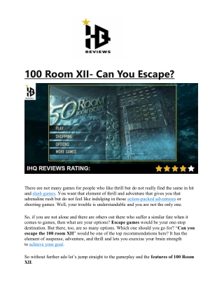 100 Room XII- Can You Escape
