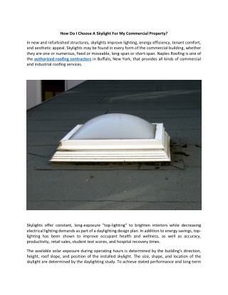 Choose A Skylight For My Commercial Property