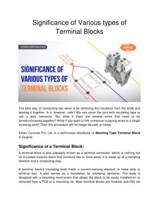 Significance of Various types of Terminal Blocks