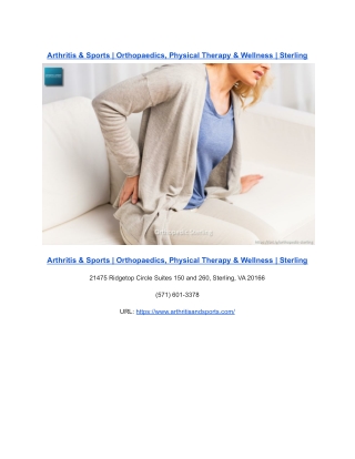 Arthritis & Sports _ Orthopaedics, Physical Therapy & Wellness _ Sterling