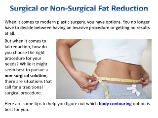 Surgical or Non-Surgical Fat Reduction