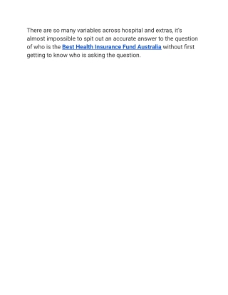 Best Health Insurance Fund Australia