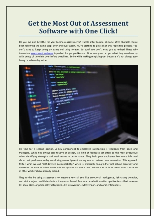 Get the Most Out of Assessment Software with One Click!