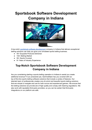Sportsbook Software Development Company in Indiana