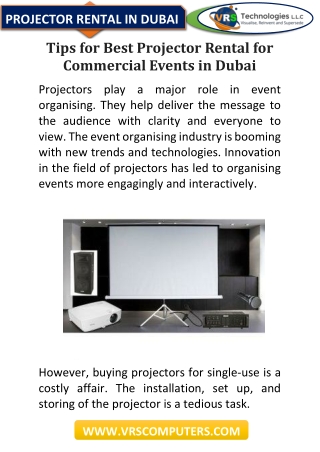 Tips for Best Projector Rental for Commercial Events in Dubai