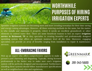 Worthwhile Purposes Of Hiring Irrigation Experts