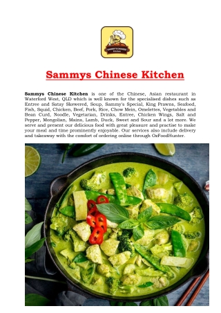 5% Off - Sammys Chinese Kitchen Menu Waterford West, QLD
